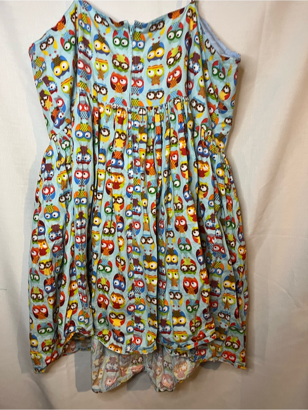 Unique Vintage Light Blue women’s Dress with Multicolor Pattern - Picture 5 of 5
